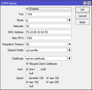 راه اندازی OpenVPN میکروتیک 